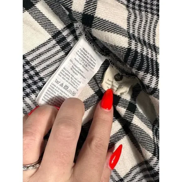 Madewell Black White Plaid Flannel Shirt XXS - Picture 4 of 5